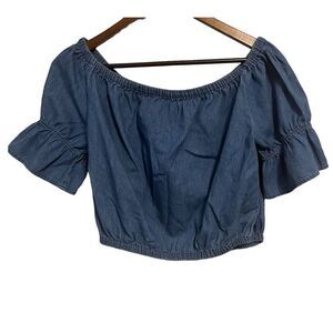 Love Tree Chambray Short Sleeve Top